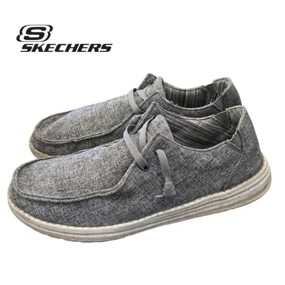 Skechers Men’s Melson Planon Heather Gray Comfort Slip On Shoes Loafers 12
